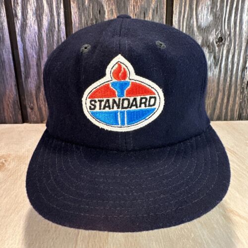 Vintage Stevens Comfo-Matic Hat 7 3/8 Wool Amoco Standard Gas Gasoline Patch Vtg