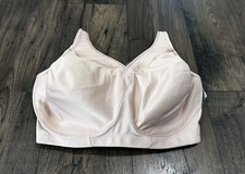 NEW Glamorise Sport Bra Size 38G Full Coverage Wireless Beige Full Support Tags