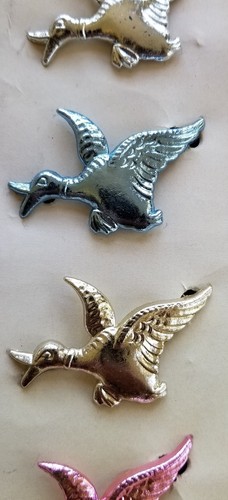 Vintage Hair Barrettes - Metalic Silver Flying Goose Barrette Made in Gt Britain - Picture 5 of 5