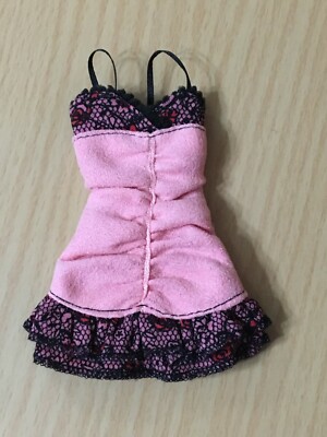Barbie My Scene Rebel Style Kennedy Doll's Outfit Black Pink Ruffle Dress