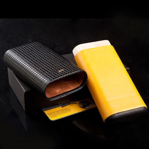 Tragbares Leder Zedernholz gefüttert 3 Kt Zigarrenetui Halter Reise Humidor - Bild 2 von 6