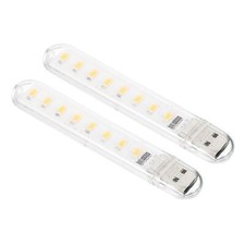 2Pcs USB Night Light Portable Plug-in Mini LED Lamp Stick 8 Beads, Warm White