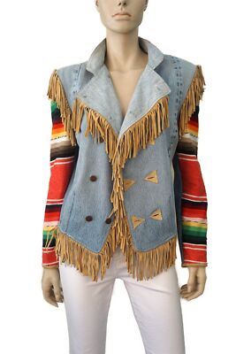 VINTAGE 80s Reworked Levi's Blanket and Leather Fringed Jacket by John sz M