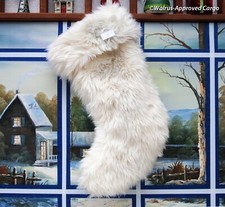 WHITE FAUX FUR CHRISTMAS STOCKING -NWT- LET YOUR MANTEL HANG WITH SOME ELEGANCE 