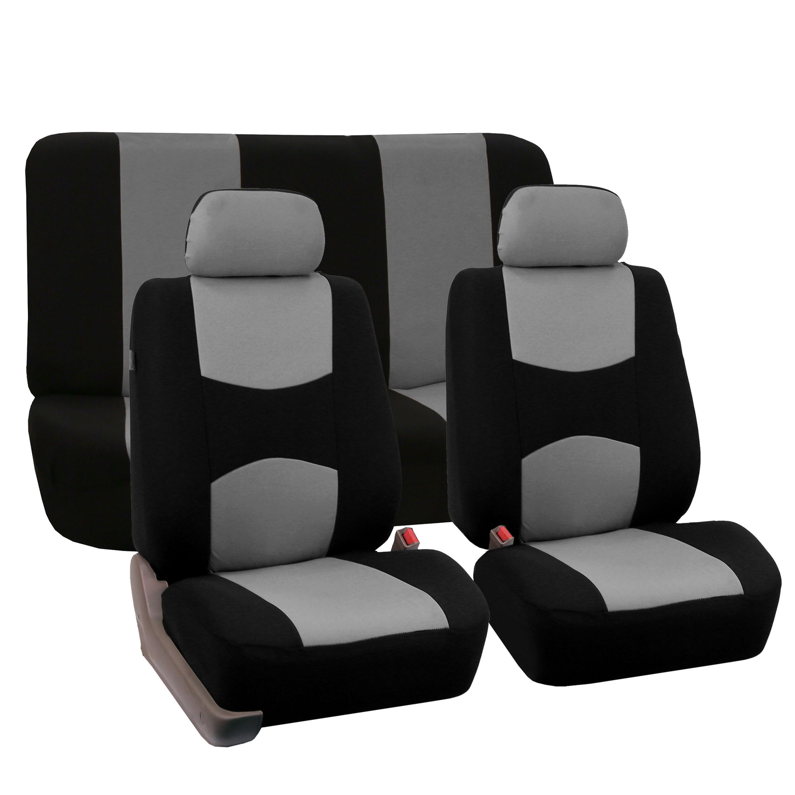 FH Group Flat Cloth Car Seat Covers for Truck SUV Van Universal Fit - Gray