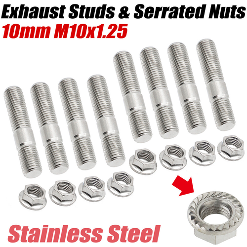 10mm M10x1.25 Exhaust Studs&Serrated Nut Manifold Flange For Toyota