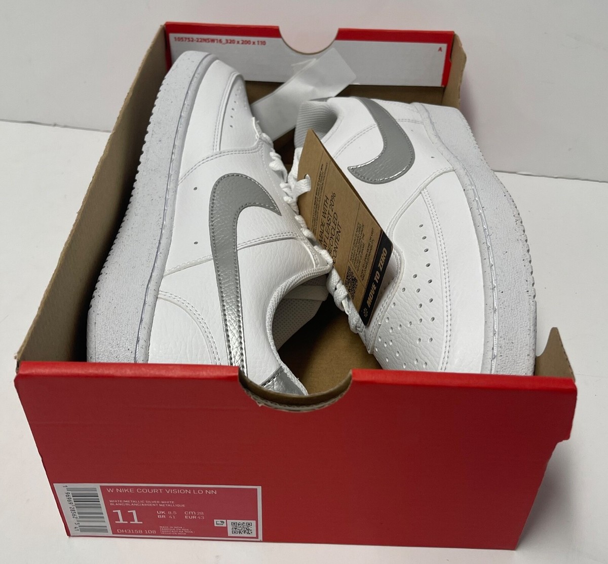 靴 NIKE COURT VISION LO W/W DH3158-100 23.5 Nike COURT VISION LOW NN Women's 8 All White DH3158-100