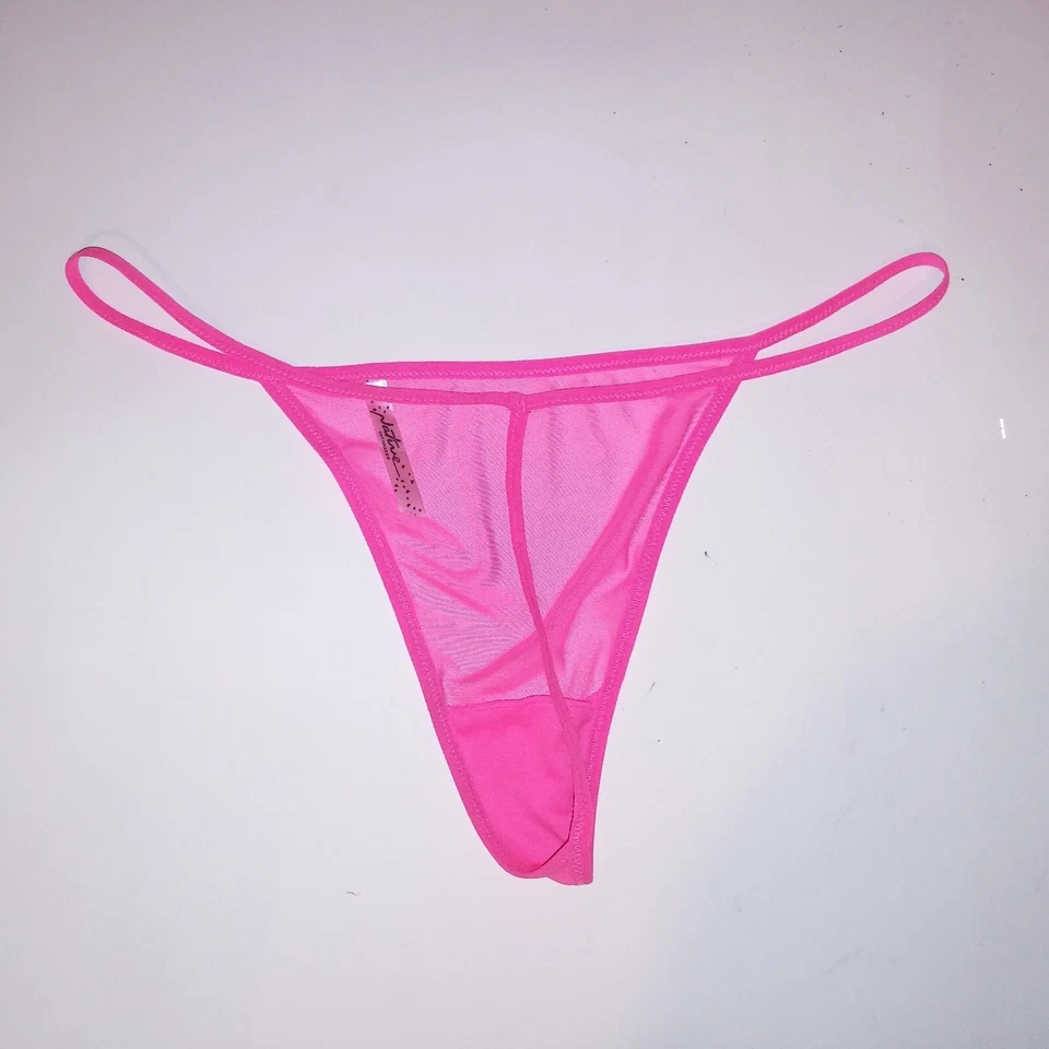Tanga braguita Native Intimates cuerda en V rosa neón liso transparente Foto 4 de 4