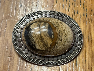 Vintage Handarbeit Sterling Silber Brosche/Anhänger mit Stein SAJEN