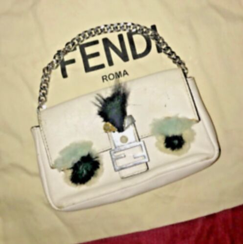Authentische Fendi Micro Monster weiße Lederbaguette gebraucht - Bild 4 von 18
