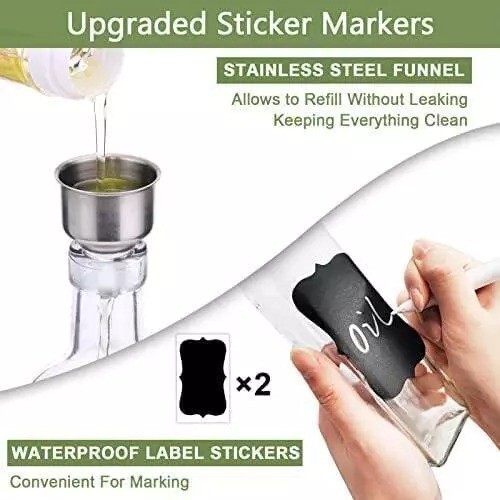 Olive Oil Dispenser Bottle, 2 Pcs Glass Olive Oil Dispenser And Vinegar Set With