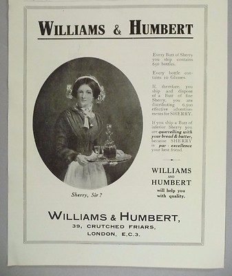 Williams & Humbert Sherry PRINT AD - 1928