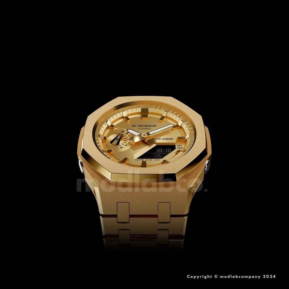 MLC Clásico Dorado Personalizado Casio G-Shock GA2100 Mod Reloj Casioak Regalo Para Hombre Foto 3 de 4