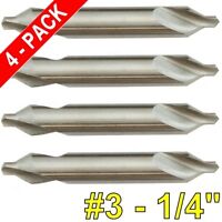 4 Pc 3 Center Drill Bit 60 Deg M2 Hss High Speed Steel Countersink 1/4 on sale 4 Pc 3 Center Drill Bit 60 Deg M2 Hss High Speed Steel Countersink 1/4 on sale
