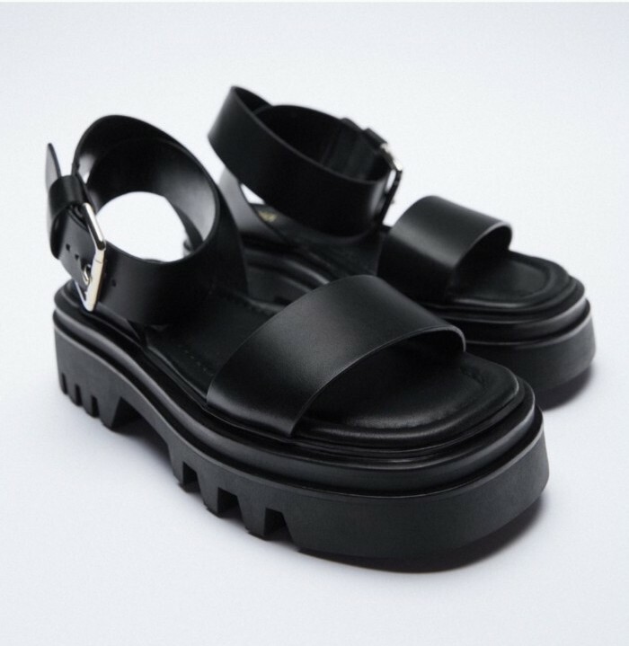 Zara Leather Chunky Platform Ankle Strap Sandals 36 | eBay