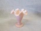 Fenton Art Glass Crown Tuscan PINK HOBNAIL Crimped Rim Mini 3 7/8" tall Vase
