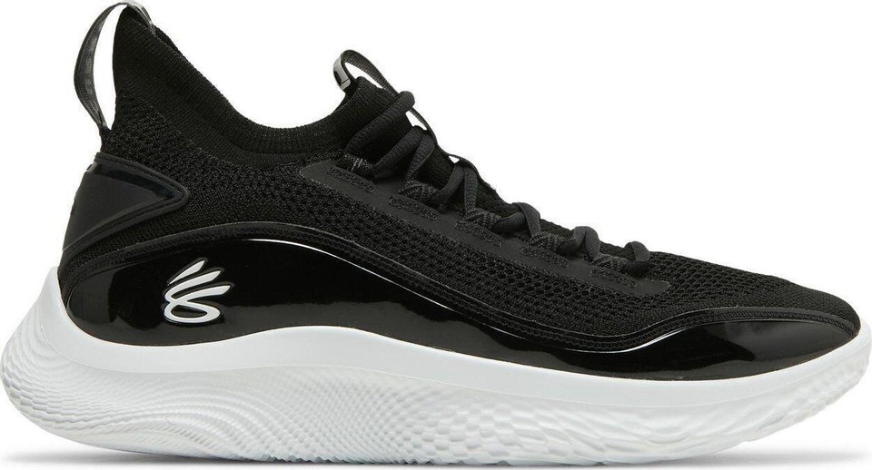 Adult Under Armour Curry 8 PRNT Basketball Shoe sz: 11.5 Men’s/13 Women’s Under Armour Curry 8 Print Black/White-Blue 3024032-001  main image 4