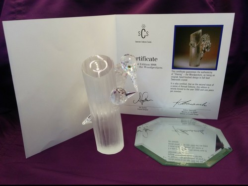 SWAROVSKI "SHARING" THE WOODPECKERS CRYSTAL FIGURINE 1988 EDITION, AUSTRIA, NIB - 第 1/8 張圖片