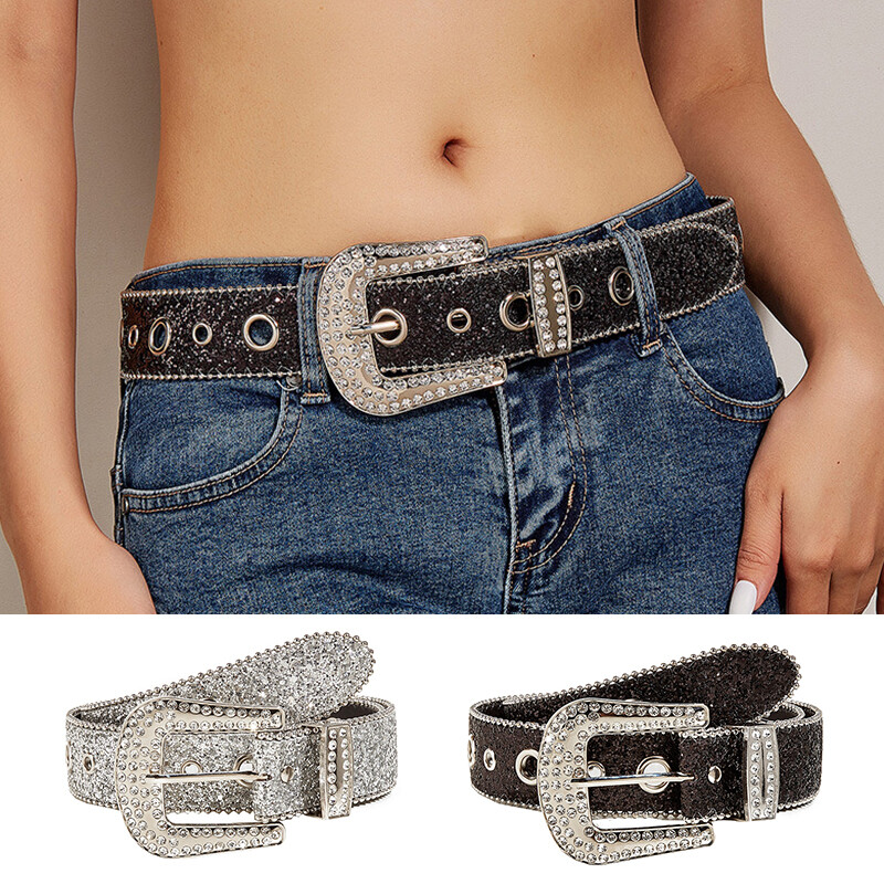 Y2K Girls Fashion Gothic Rhinestone Belts Women PU Leather Y2K Girls Fashion Gothic Rhinestone Belts Women PU Leather