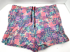1990s MERVYNS CHEETAH MENS MEDIUM PINK SWIMSUIT BOARD SHORTS w POCKETS