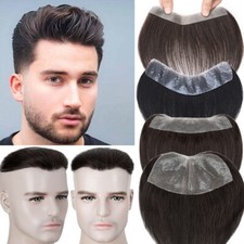 Frontal V-LOOP Hairline PU Thin Skin Toupee Remy 100 Human Hair Hairpiece Wig