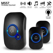 Wireless Doorbell Chime 1 Plugin Receiver & Waterproof Remote Button Long Range