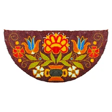 Rug Crafters Pennsylvania Dutch Canvas, 18x36 vtg 1970s Burlap Floral Rug Making