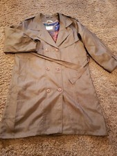 Vintage Weather Master Brown Trench Coat Belted Double Breasted Zip Lined Sz. 12