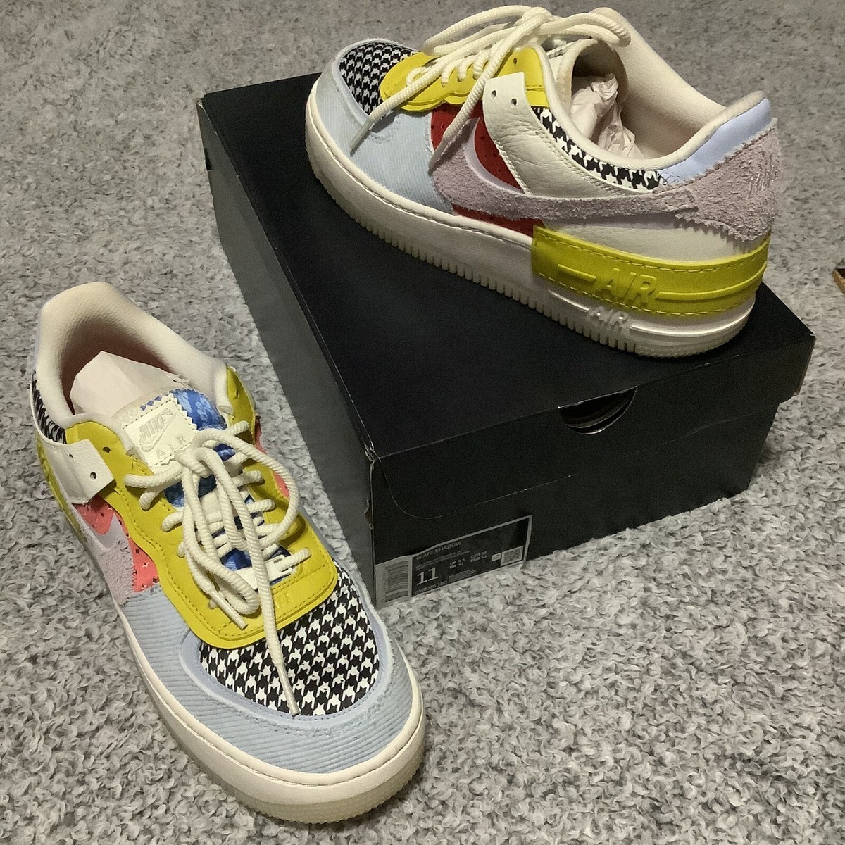 Nike Air Force Shadow Patchwork Hydrogen Blue -Womens Sz 11 DM8076-100