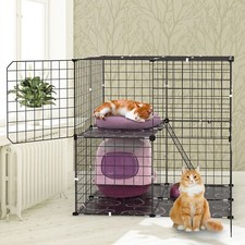 2 -Tiers Cat Cage Indoor Cat Enclosure  for 1-2 Cats Ferret Squirrel