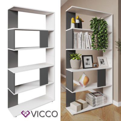 Raumteiler Bücherregal Standregal Wandregal Büroregal Weiß Anthrazit Vicco