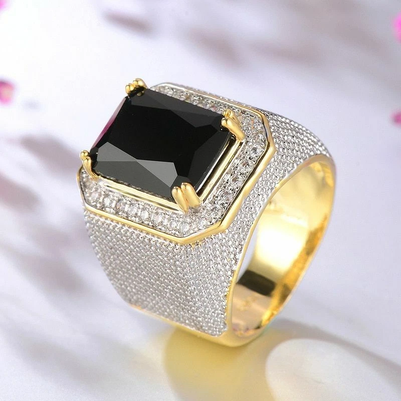 Men Big Stone Ring Vintage Zircon Engagement Rings Fashion Wedding