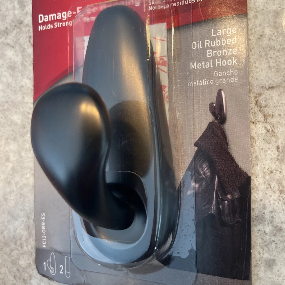 Gancho de metal colgante exterior 3M Command 5 lb sin daños, bronce, juego grande de 2 Foto 2 de 4