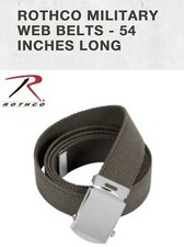 Olive D  Chrome Buckle 100 Cotton Military Web Belt 54  CUT TO FIT Rothco 4170