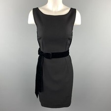 DOLCE & GABBANA Size 4 Black Virgin Wool Sleeveless Velvet Bow Shift Dress