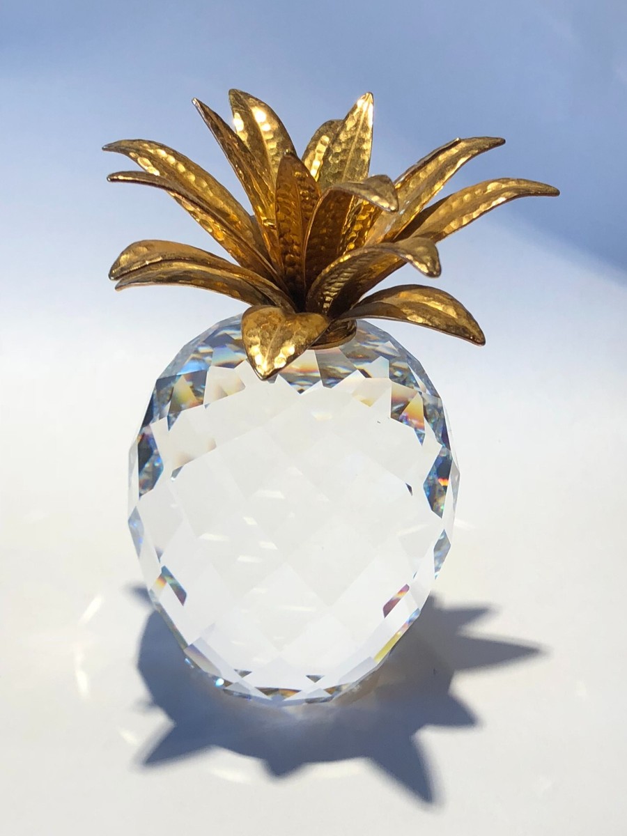 swarovski ガラス製パイナップルの置物 Swarovski Pineapple Large Gold Textured Leaf 7507 NR 105 001 / 010