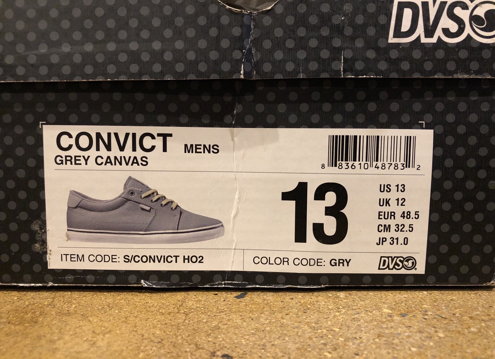 DVS Convict Size 13 US Grey Canvas BMX DC Skate Shoes Sneakers ...