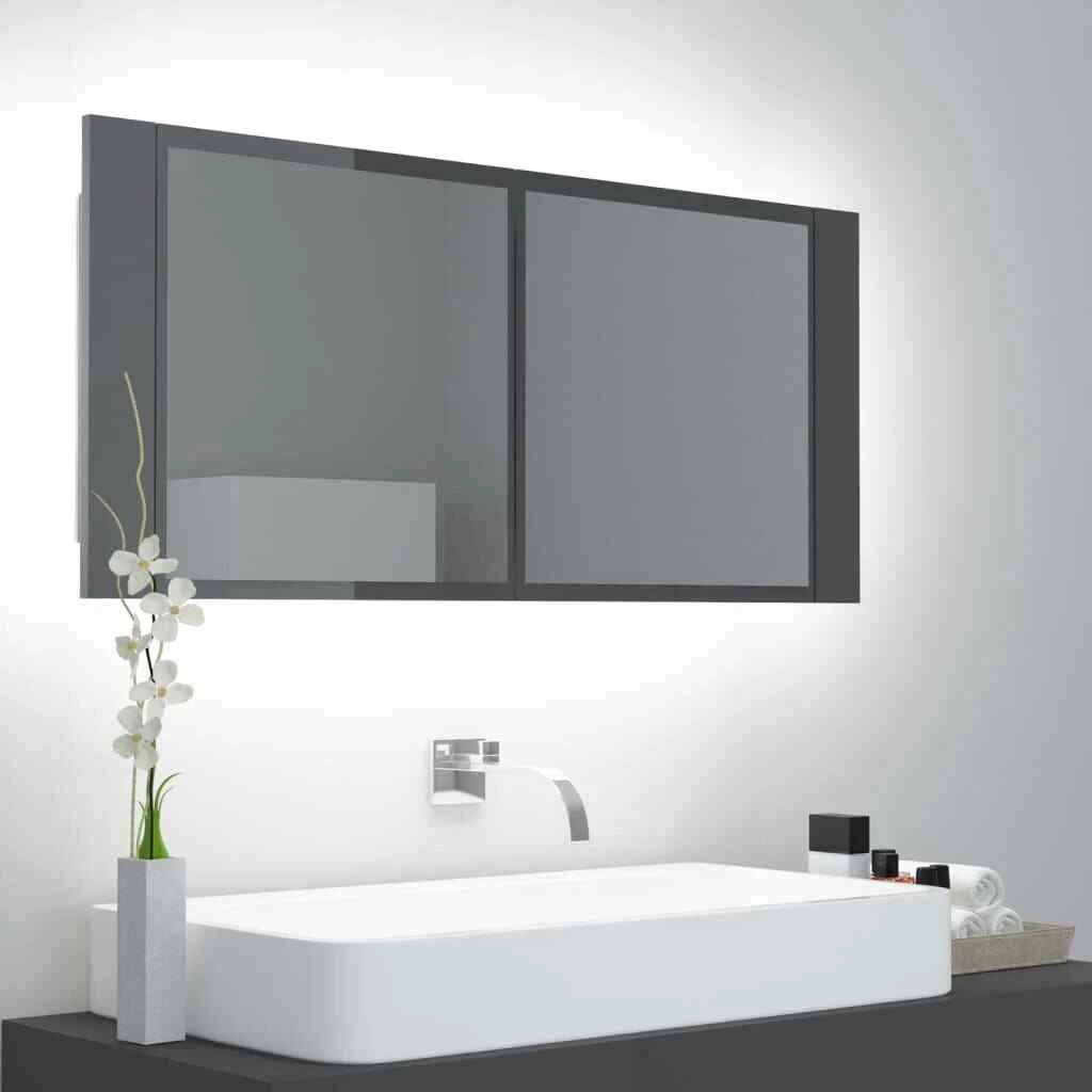 100x12x45 cm Wall Mounted Modern Vanity Bathroom LED RGB Mirror Storage Cabinet