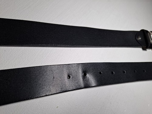Cinturón de cuero genuino texturizado negro cinta roja. Talla 40 - Imagen 5 de 20