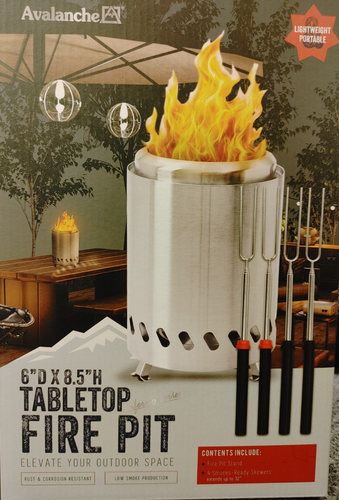 New Sealed Avalanche Smokeless Tabletop FIRE PIT w/Skewers -Uses Wood or Pellets - Picture 1 of 13