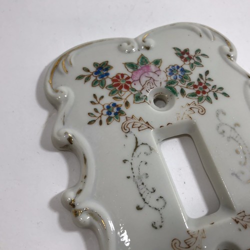 Vintage Porcelain Switch Wall Plate w Painted Floral (Crossed Arrow Mark) - Picture 11 of 12