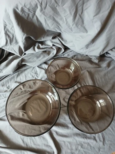 Vintage Anchor Hocking Ovenware Nesting Mixing Bowls 1 Qt 1.5 Qt 2.5 Qt Amber