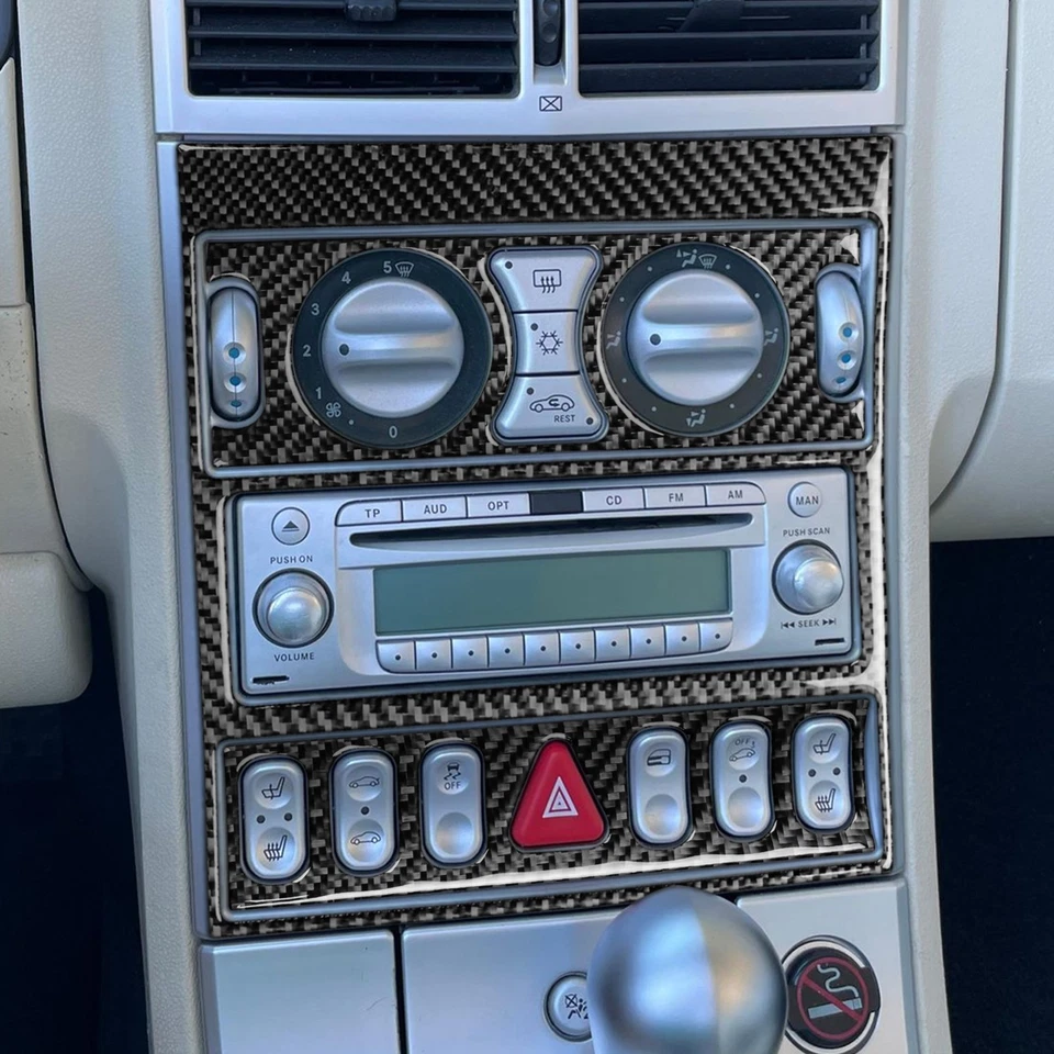 Consola de fibra de carbono real 3 piezas ac CD panel embellecedor para Chrysler Crossfire 2003-2008 Foto 3 de 4