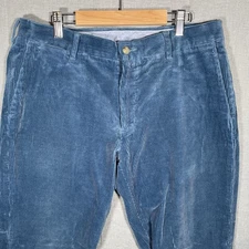 Polo Ralph Lauren Pants Men 33x32 Blue Corduroy Straight Leg Casual Flat Classic