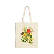  Desert Cactus Flower Eco-Friendly Cotton Canvas Tote Bag Reusable Shopping Bag