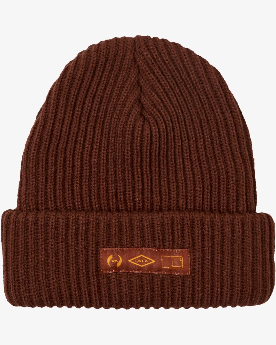 RVCA Stacked Cuff Beanie Brown