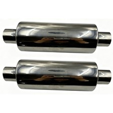 2x 2 Inlet Outlet Exhaust Muffler Resonator Ss Rear Lh Rh Pair