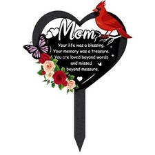 Grave Decorations for Cemetery - Memorial Metal Graves Stakes Outdoors Mom