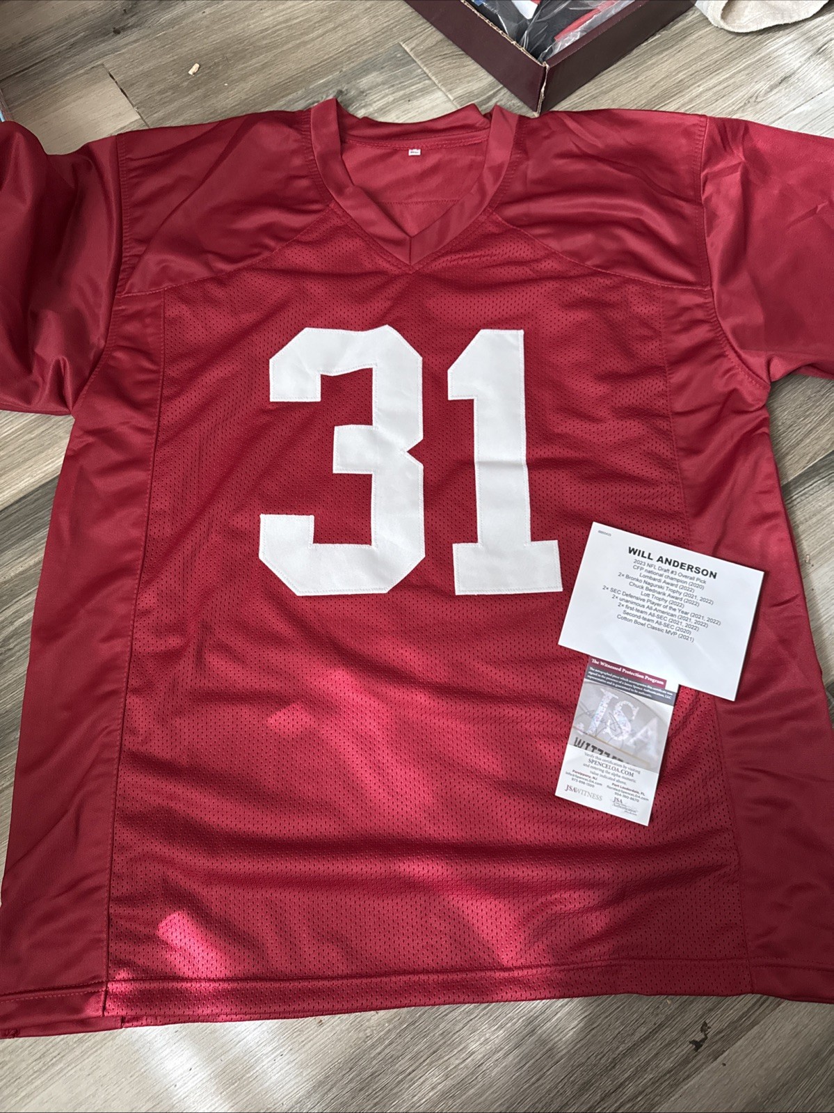 Will Anderson Jr. Autographed Signed Alabama Crimson Tide Football Jersey PSA COA Auto 