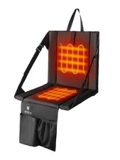  Heated Stadium Seat with Back Support, Portable Folding Stadium Seat for Black